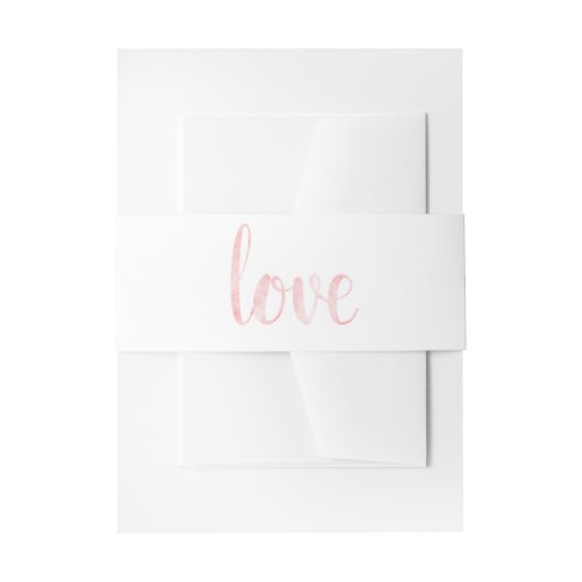 ピンクの水彩画愛招待の腹バンド 招待状ベリーバンド (正面例)