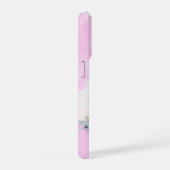 ピンクの水彩画風に名前入りフォトiPhoneケース iPhoneケース (右側面)
