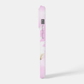ピンクの水彩画風に名前入りフォトiPhoneケース iPhoneケース (左側面)
