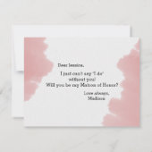 ピンクの水彩画 あなたは私の結婚式の付き添い人になってくれる？ 招待状 (裏面)