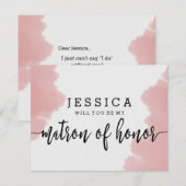 ピンクの水彩画 あなたは私の結婚式の付き添い人になってくれる？ 招待状 (正面/裏面)