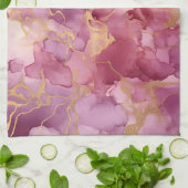 ピンクの水彩画 キッチンタオル (折り畳み)