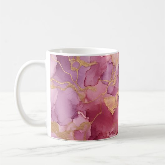 ピンクの水彩画 コーヒーマグカップ (左)