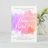 ピンクの水彩画、タコの結婚式のブライズシャワー 招待状 (スタンド正面)