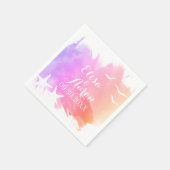 ピンクの水彩画、ヒトデの夏のビーチウェディング スタンダードカクテルナプキン (角)