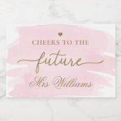 ピンクの水彩画 ブライダルシャワーのスパークリングワインボトルラベル スパークリングワインラベル (シングルラベル)