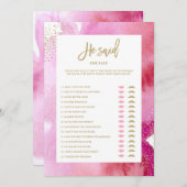 ピンクの水彩画 ブライド ヘイセッド シーセッド ゲーム カード (正面/裏面)