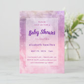 ピンクの水彩画 ベビーシャワー招待状 招待状 (スタンド正面)