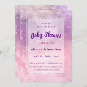 ピンクの水彩画 ベビーシャワー招待状 招待状 (正面/裏面)