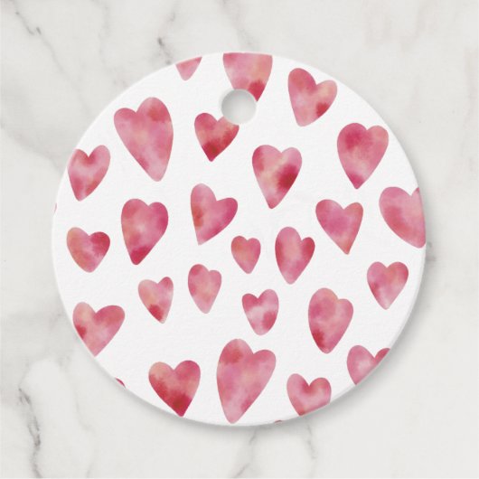 ピンクの水彩画 ラブハートパターン フェイバータグ (正面)