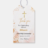 ピンクの水彩画   初の聖体拝領ありがとう ギフトタグ (正面)