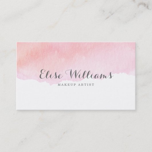 ピンクの水彩画 名刺 (正面)