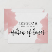 ピンクの水彩画　私の後援者になってくれますか？ 招待状 (正面/裏面)