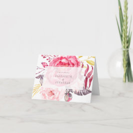 ピンクの水彩画 英語 ブーケ サンクス カード