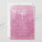 ピンクの水彩着座計画カード(ゲスト名あり) (正面)