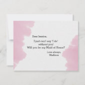 ピンクの水彩私のメイド・オブ・オーナー（花嫁付き添い人） 招待状 (裏面)