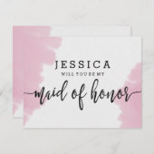 ピンクの水彩私のメイド・オブ・オーナー（花嫁付き添い人） 招待状 (正面/裏面)