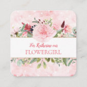 ピンクの水彩私の花娘 エンクロージャーカード (正面)