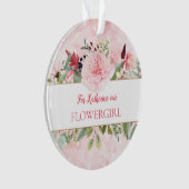 ピンクの水彩私の花娘 オーナメント (正面)