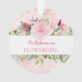 ピンクの水彩私の花娘 オーナメント