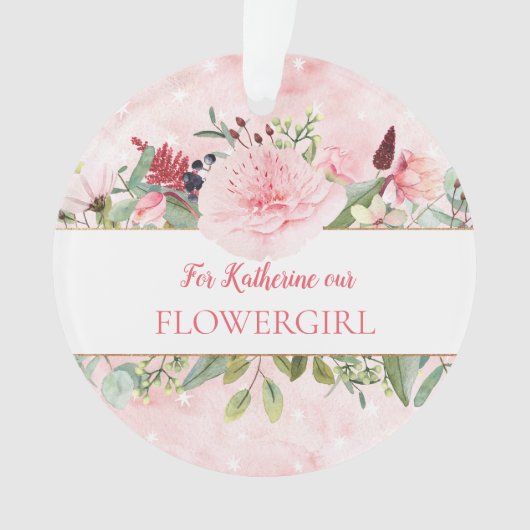 ピンクの水彩私の花娘 オーナメント (正面)