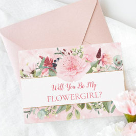 ピンクの水彩私の花娘 招待状