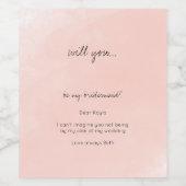 ピンクの水彩私の花嫁になる ワインラベル (シングルラベル)