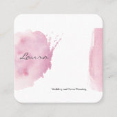 ピンクの水彩筆画の名刺 スクエア名刺 (正面)