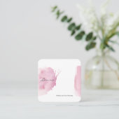 ピンクの水彩筆画の名刺 スクエア名刺 (スタンド正面)