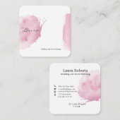 ピンクの水彩筆画の名刺 スクエア名刺 (正面/裏面)