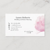 ピンクの水彩筆画の名刺 名刺 (裏面)