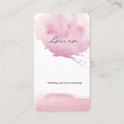 ピンクの水彩筆画の名刺 名刺 (正面)