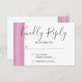 ピンクの水彩筆跡RSVPカード 出欠カード (正面/裏面)