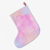 ピンクの水彩紫の一角獣 ラージクリスマスストッキング (裏面 (吊り時))