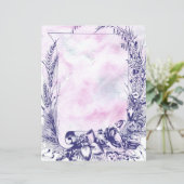 ピンクの水彩紫色のフローラスクロールフレーム紙 (スタンド正面)