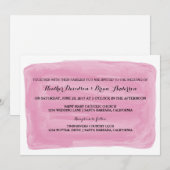 ピンクの水彩結婚式の招待 招待状 (正面/裏面)