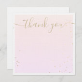 ピンクの水彩署名スクリプトありがとう ノートカード (正面/裏面)