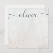 ピンクの水彩署名スクリプトノートカード ノートカード (正面/裏面)