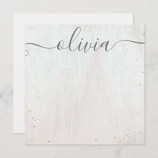 ピンクの水彩署名スクリプトノートカード ノートカード (正面/裏面)