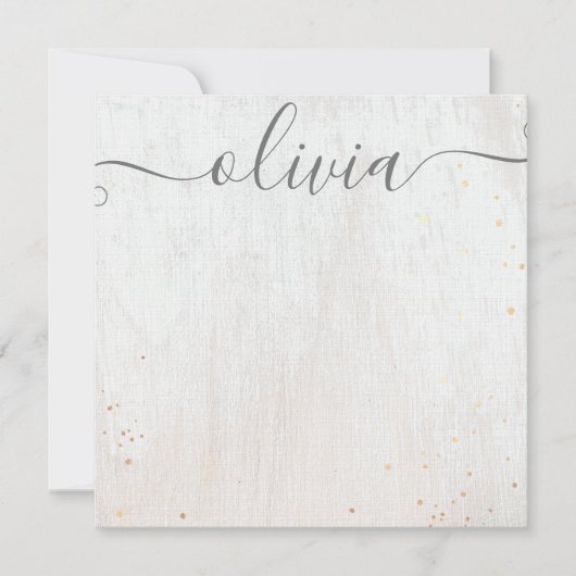 ピンクの水彩署名スクリプトノートカード ノートカード (正面)