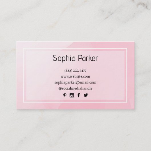 ピンクの水彩背景 名刺 (裏面)