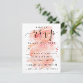 ピンクの水彩背景RSVP招待状カード 出欠カード (スタンド正面)