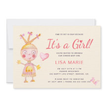 ピンクの水彩色の可愛いロボットが女の子の赤ちゃんシャワー