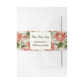 ピンクの水彩色フローラ手作りのせっけんバンドラップ 招待状ベリーバンド (正面例)