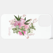 ピンクの水彩芍薬とローズゴールドの蝶の名前 Case-Mate iPhoneケース (裏面 (横))