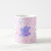 ピンクの水彩花と蝶のモノグラム コーヒーマグカップ (中央)