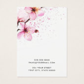 ピンクの水彩花のイヤリングカード (裏面)