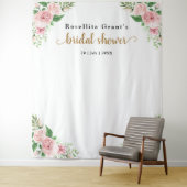 ピンクの水彩花のウェディングシャワータペストリー タペストリー (インサイチュ)