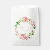 ピンクの水彩花のウェディングシャワー オーダーメイド フェイバーバッグ (正面)