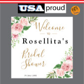 ピンクの水彩花のウェディングシャワー タペストリー